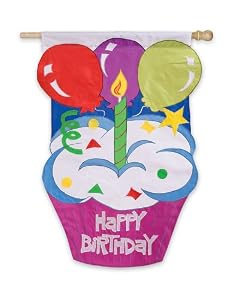 Happy Birthday Regular Size Applique Flag