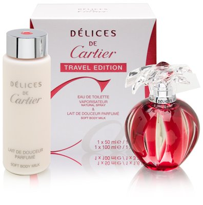 Delices de Cartier for Women 2 Piece Set Includes: 1.6 oz Eau de Toilette Spray + 3.3 oz Soft Body Milk