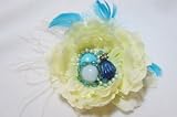 NEW Ivory Peony with Turquoise Blue Vintage Jewelry Flower Hair Clip and Pin, Limited.