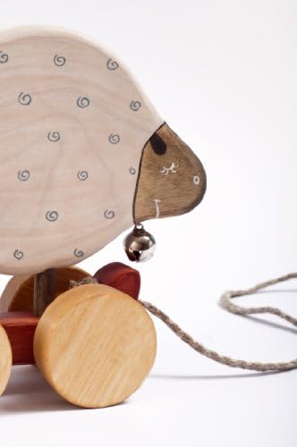 Infant Baby True Handmade Wood Learning Toy Art Crafted Pull Sheep