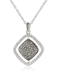 Judith Jack "Classics" Sterling Silver, Marcasite, Crystal Cushion Pendant Necklace, 16"