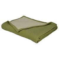 Anna All-Natural 100-percent Cotton Reversible Twin Size Blanket, Sage/Ivory
