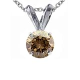 1/2 CT Chocolate Champagne Diamond Solitaire Pendant 14K Gold