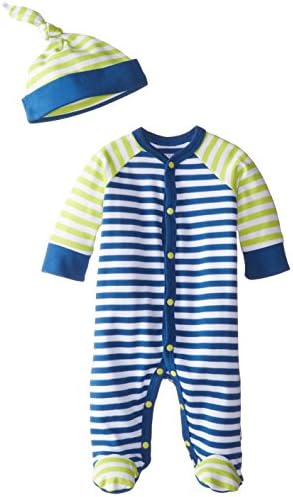 Offspring - Baby Apparel Baby-Boys Newborn Footie with Hat, Blue Stripe, 6 Months