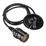 KINGSO エジソン レトロ ランプホルダー E27 スクリュー 電球ホルダー ペンダントライト 吸盤付き スイッチなし 110-220V 120cm ワイヤー ブラック