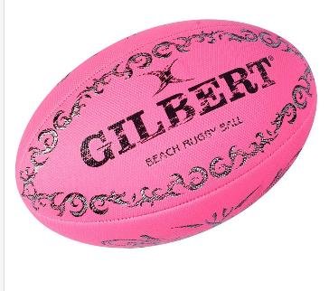 Gilbert Beach Rugby Ball Pink/Black - size 5