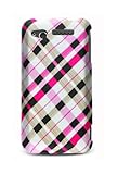 HTC Merge Graphic Rubberized Shield Hard Case - Pink/Black Plaid
