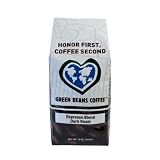 Green Beans Coffee Organic Espresso Blend Whole Bean Coffee 12 Ounce Bags  Pack of 2 