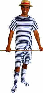 Alexanders Costumes Plus-Size Men's Bathing Suit, Blue/White, 1X