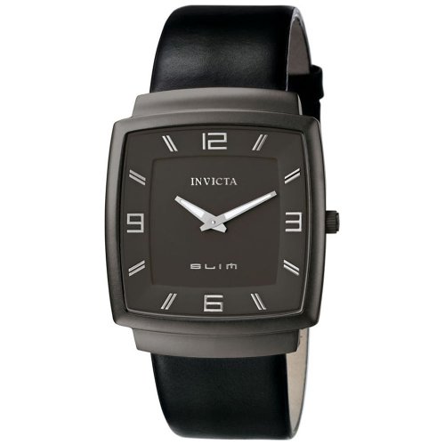 Invicta Men's Slim Collection Square Black Leather Watch #5133