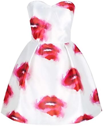 Get The Looks Watercolor Lip Print Strapless Ball Dress (4)