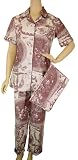 Beautiful Brown Toile French Elegant Design Short Sleeve Pajamas ~ 3 sizes