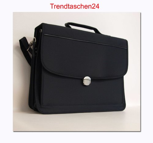 Luxus Laptoptasche 17" Zoll Elegant/Edel Laptoptasche zum herausziehen (mit Henkel & Klettverschluss) 2 in 1 Tasche mit vielen Fächern-viel Stauraum Tasche Style by Enrico Benetti Schwarz 54130