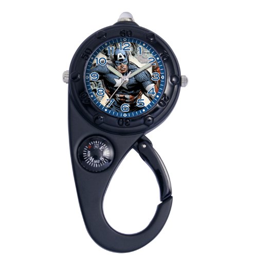 Marvel Comics Kids' MA0305-D04 Marvel Captain America Adventure Black Clip Watch