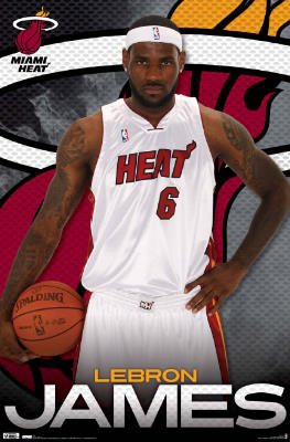 Miami Heat LeBron James Sports Poster Print - 22x34 custom fit with RichAndFramous Black 22 inch Poster Hangers