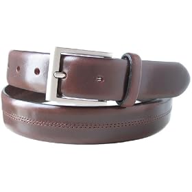Belt By Ardente, Made in Italy, Black, Brown, Tan. Center Stitched Leather, Brushed Nickel Finish Buckle, 30mm., Style - 2961
