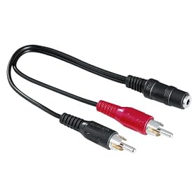 Hama - Adaptateur 2 rca m / Jack st�r�o 3,52 mm f - 15 cm - Noir