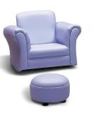 Blue Leatherette Kid's Chair with Ottoman