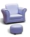 Blue Leatherette Kid`s Chair with Ottoman