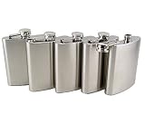 Set of 5 Stainless Steel 6 Oz Liquor Flasks
