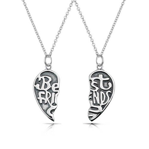 Christmas Gifts 925 Silver Best Friends Forever Split Heart Necklace Set Christmas Gifts 925 Silver Best Friends Forever Split Heart Necklace Set