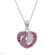 Heart Necklace With 3.00ctw Precious Stones - Genuine Rubies and Sapphires 925 Sterling silver Length 18in