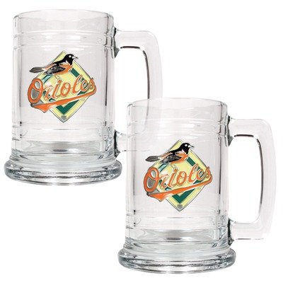 Baltimore Orioles Primary Logo 2 Piece 15 oz. Glass Tankard Set