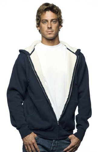 Independent Trading Co Mens Thermal Sherpa Zip Hooded Sweatshirt. EXP50TSZ - X-Large - Navy / Natural