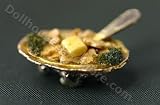 Sliced and Sauteed Mushrooms in a Silver Dish Dollhouse Miniature
