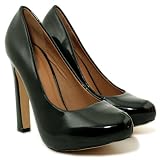 Spy Love Buy Patent Curved Slim Block Heel Concealed Platform Court Shoes 'Erin'
