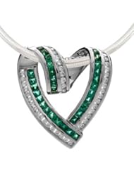 Emerald and Diamond Necklace in 18kt White Gold