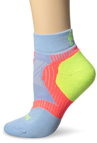 Balega Women's Enduro Low Cut Socks, Cool Blue/Coral/Neon Yellow, Small
