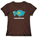 T-Shirt Womens Brown " Kazakhstan - Country Map Color" Countries
