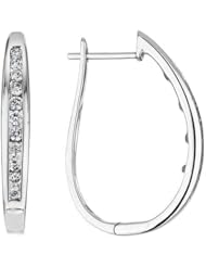 Channel Set Diamond Hoop Earrings 1/2ctw