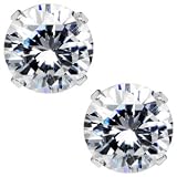 6mm Round Cubic Zirconia Titanium Stud Earrings