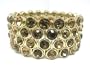 Crystal Studded Gold Metal Casting Stretch Bangle Bracelet Fashion Jewelry