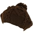 Handknit Chunky Knit Winter Beret Knit Tam Hat Brown