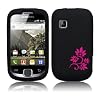 AIO Schwarz Blumenmuster Silikon Tasche V4 f�r Samsung Galaxy Fit S5670 Mit Film