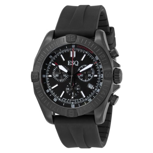 ESQ Movado Mens 7301356 Stratus Chronograph Black IP Black Rubber Strap Watch
