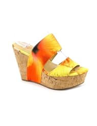 Nine West Larysa Womens Size 10 Orange Open Toe Wedge Sandals Shoes
