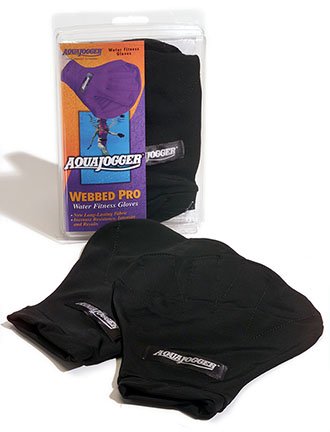 AquaJoggerWebbed Pro Water Fitness Gloves (Black, Medium)