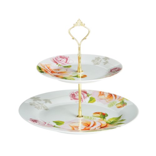 Premier Housewares 2-Tier Peach Rose Porcelain 