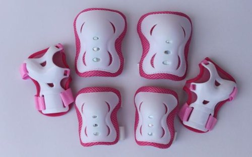 For Sale! Fantasycart Kid's Roller Blading Wrist Elbow Knee Pads Blades Guard 6 PCS Set in Pink & Wh...
