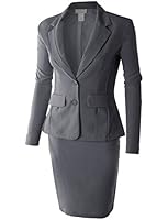 RubyK Womens Plus Size Classic Slim Fit Blazer and Skirt Suit Set
