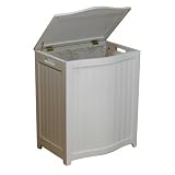 Oceanstar BHP0106W Bowed Front Laundry Wood Hamper with Interior Bag, White Finished