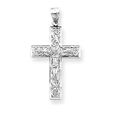 14k Two-tone Diamond-cut Crucifix Pendant