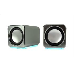 (Ricco MD02) MINI DSP 2.0 CHANNEL Ultra Light Aluminium USB Portable Travel Speaker For Laptop Desktop MAC Computer Netbook ---(Built-in DSP USB Sound Card, NO messy 3.5mm audio line-in cable is required any more.) (Metallic Silver)