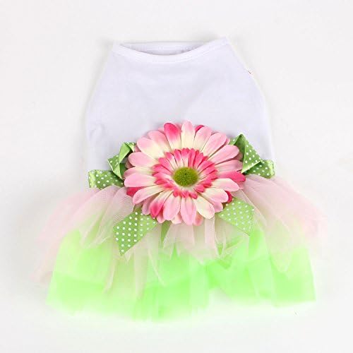 Commoditier Sunflower Dog Cat Dress Summer Clothing for Small Dogs Lace Skirt (X-large)