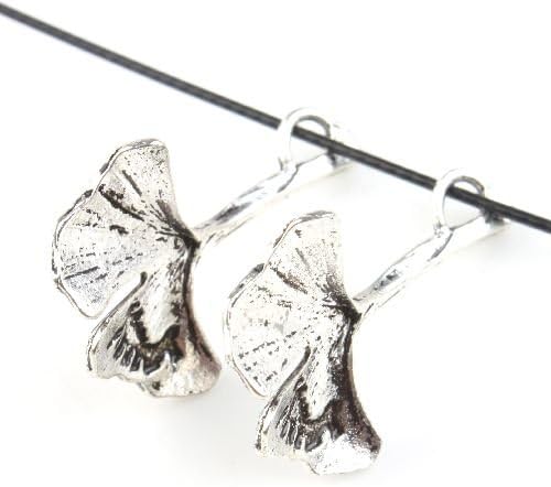 30pcs New Wholesale Ginkgo Leaf Vintage Silvery Alloy Pendants Findings