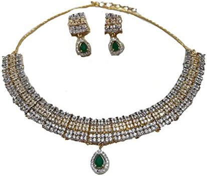 PAKIRA EXPORT PRIVATE LIMITEDGold Plated Traditional Bollywood Bridal Fashionable Indian AD CZ Jewelry Neck Less Set